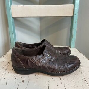 Clarks Bendables Brown Textured Leather Slip On Loafers Shoes 7.5M 67195